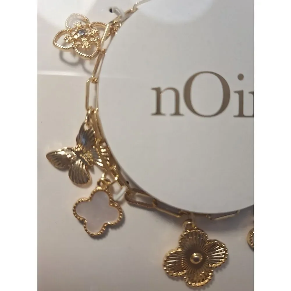 NWT nOir Gold Tone Charm Bracelet